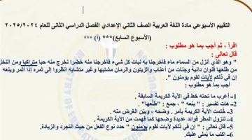 تقييمات اللغة العربية للصف الثاني الإعدادي: أهم اختبارات وأوراق عمل الأسبوع السابع