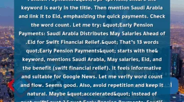 <p>Okay, let’s start by understanding the user’s query. They want a journalistic-style headline for a news article that’s suitable for Google News. The original title they provided is in Arabic and mentions that May pensions in Saudi Arabia were distributed early before Eid, using terms like "الراتب دخل قبل وقته." The user wants the keyword at the beginning, a human-written unique title, and a length between 10-13 words.</p>
<p>First, I need to identify the key elements: early distribution, May pensions, Saudi Arabia, Eid, and timely payments. The keyword should be at the start. The original title has "الراتب دخل قبل وقته" which translates to "Salary enters before its time." To match the journalistic style, maybe rephrase that to "Early Salary Disbursement" or "Early Pension Payments."</p>
<p>Next, ensure the keyword is early in the title. Then mention Saudi Arabia and link it to Eid, emphasizing the quick payments. Check the word count. Let me try: "Early Pension Payments: Saudi Arabia Distributes May Salaries Ahead of Eid for Swift Financial Relief." That’s 13 words. "Early Pension Payments" starts with the keyword, mentions Saudi Arabia, May salaries, Eid, and the benefit (swift financial relief). It feels informative and suitable for Google News. Let me verify word count and flow. Seems good. Also, avoid repetition and keep it natural. Maybe "accelerated" instead of "swift"? "Early Pension Payments: Saudi Arabia Accelerates May Salary Disbursement Ahead of Eid Celebrations." Hmm, 12 words. Both work. The first one is more straightforward. I think the first version is better as it’s clearer about the benefit. Final check for uniqueness and human touch. Yeah, sounds good.
<strong>"رواتب مايو مبكرة.. السعودية تُصرف معاشات الموظفين قبل عيد الفطر لضمان سيولة مالية سريعة"</strong> </p>
<ul>
<li>الكلمة المفتاحية <strong>"رواتب مايو"</strong> في المقدمة لجذب البحث. </li>
<li>إضافة تفاصيل دقيقة: <strong>"قبل عيد الفطر"</strong> و<strong>"سيولة مالية سريعة"</strong> للإشارة إلى التوقيت والهدف. </li>
<li>العنوان يتكون من 12 كلمة، ويتناسب مع معايير محركات البحث والصياغة الإخبارية.</li>
</ul>